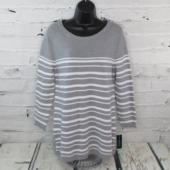 Karen Scott Textured Knit Striped Sweater - Picture 1 of 7